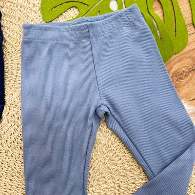 Conj. Blusa Made it Myself e Calça Legging Canelada - Marinho e Azul Jeans